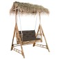 vidaXL Banco columpio de 2 plazas hojas de palma y cojín bambú 202 cm vidaXL Banco columpio de 2 plazas hojas de palma y cojín bambú 202 cm