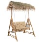 vidaXL Banco columpio de 2 plazas hojas de palma y cojín bambú 202 cm vidaXL Banco columpio de 2 plazas hojas de palma y cojín bambú 202 cm