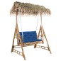 vidaXL Banco columpio de 2 plazas hojas de palma y cojín bambú 202 cm vidaXL Banco columpio de 2 plazas hojas de palma y cojín bambú 202 cm