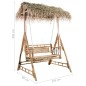 vidaXL Banco columpio de 2 plazas hojas de palma y cojín bambú 202 cm vidaXL Banco columpio de 2 plazas hojas de palma y cojín bambú 202 cm