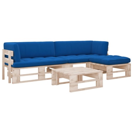 vidaXL Muebles de palets 4 pzas y cojines madera pino impregnada