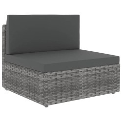 vidaXL Juego muebles de jardín 7 pzas y cojines ratán sintético gris
