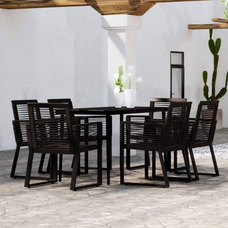 vidaXL Juego de comedor para jardín 7 piezas negro vidaXL Juego de comedor para jardín 7 piezas negro