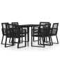 vidaXL Juego de comedor para jardín 7 piezas negro vidaXL Juego de comedor para jardín 7 piezas negro