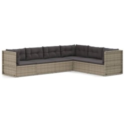 vidaXL Set de muebles de jardín 6 pzas y cojines ratán sintético gris