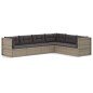 vidaXL Set de muebles de jardín 6 pzas y cojines ratán sintético gris vidaXL Set de muebles de jardín 6 pzas y cojines ratán sintético gris