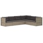 vidaXL Set de muebles de jardín 6 pzas y cojines ratán sintético gris vidaXL Set de muebles de jardín 6 pzas y cojines ratán sintético gris