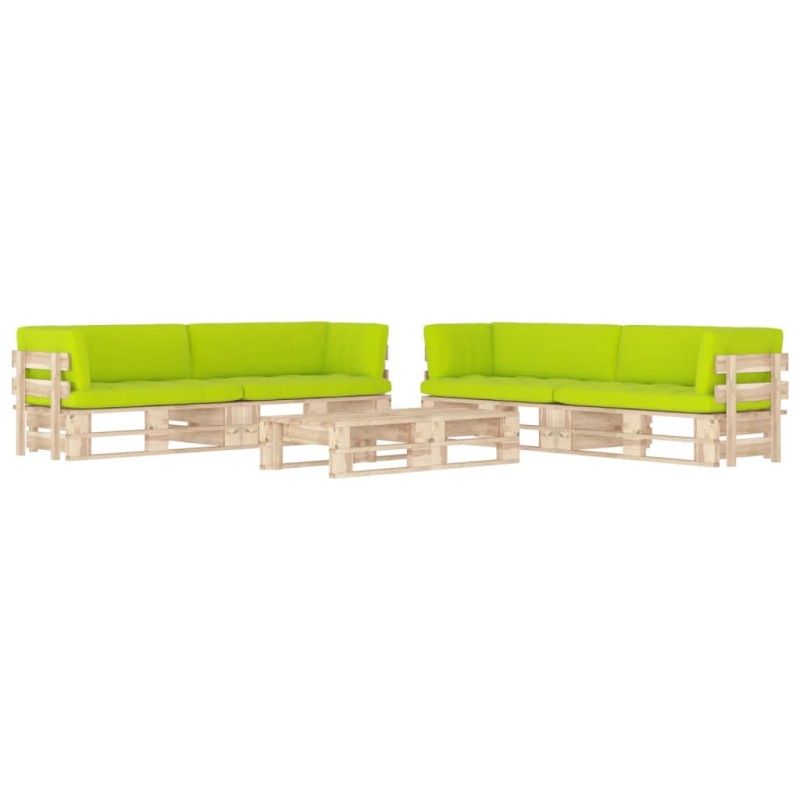 vidaXL Muebles de palets 6 pzas y cojines madera pino impregnada vidaXL Muebles de palets 6 pzas y cojines madera pino impregnada