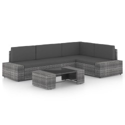 vidaXL Juego muebles de jardín 5 pzas y cojines ratán sintético gris