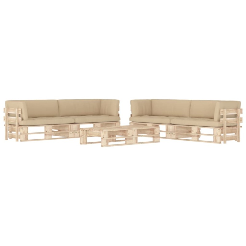 vidaXL Muebles de palets 6 pzas y cojines madera pino impregnada vidaXL Muebles de palets 6 pzas y cojines madera pino impregnada