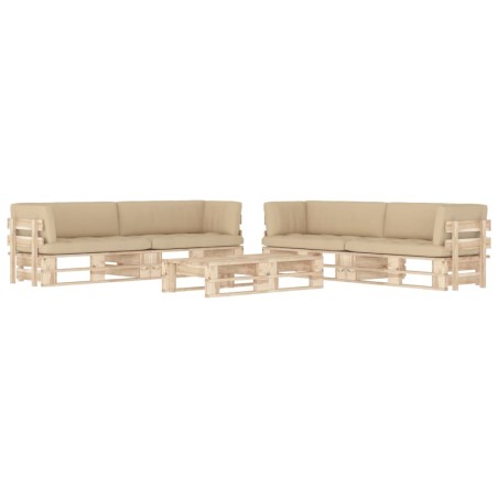 vidaXL Muebles de palets 6 pzas y cojines madera pino impregnada