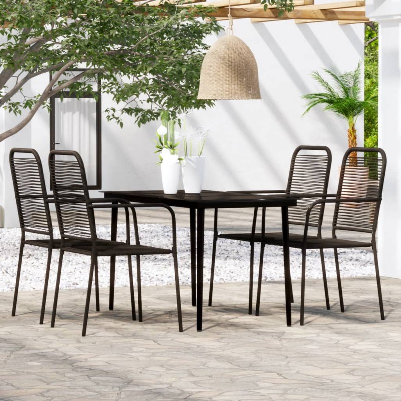vidaXL Juego de comedor de jardín 5 piezas negro vidaXL Juego de comedor de jardín 5 piezas negro