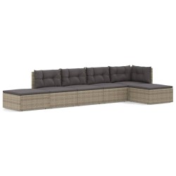 vidaXL Set de muebles de jardín 6 pzas y cojines ratán sintético gris