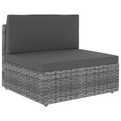 vidaXL Juego muebles de jardín 9 pzas y cojines ratán sintético gris
