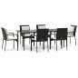 vidaXL Set de comedor de jardín 7 pzas y cojines ratán sintético negro vidaXL Set de comedor de jardín 7 pzas y cojines ratán sintético negro