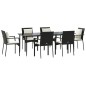 vidaXL Set de comedor de jardín 7 pzas y cojines ratán sintético negro vidaXL Set de comedor de jardín 7 pzas y cojines ratán sintético negro