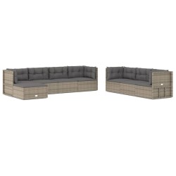 vidaXL Set de muebles de jardín 8 pzas y cojines ratán sintético gris