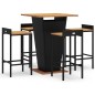 vidaXL Mesa bar y taburetes jardín 5 pzas madera acacia ratán PE negro vidaXL Mesa bar y taburetes jardín 5 pzas madera acacia ratán PE negro
