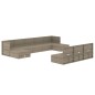 vidaXL Set de muebles de jardín 10 pzas y cojines ratán sintético gris