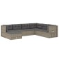 vidaXL Set de muebles de jardín 7 pzas y cojines ratán sintético gris vidaXL Set de muebles de jardín 7 pzas y cojines ratán sintético gris
