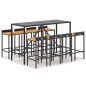 vidaXL Mesa bar y taburetes jardín 9 pzas madera acacia ratán PE negro vidaXL Mesa bar y taburetes jardín 9 pzas madera acacia ratán PE negro