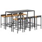 vidaXL Mesa bar y taburetes jardín 9 pzas madera acacia ratán PE negro vidaXL Mesa bar y taburetes jardín 9 pzas madera acacia ratán PE negro