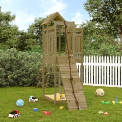 vidaXL Casa de juegos con pared escalada de madera impregnada de pino
