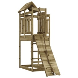 vidaXL Casa de juegos con pared escalada de madera impregnada de pino