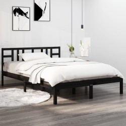 vidaXL Estructura de cama de madera maciza de pino negra 200x200 cm
