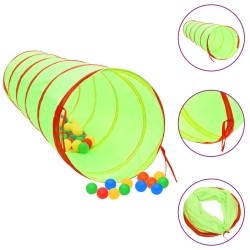 vidaXL Túnel de juegos para niños con 250 bolas poliéster verde 175 cm