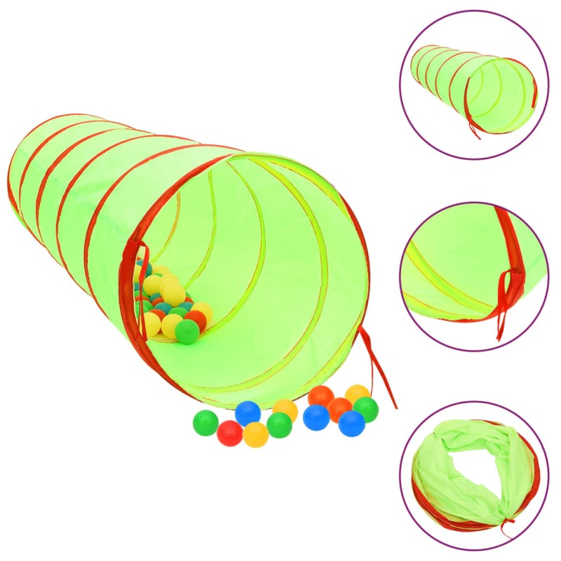 vidaXL Túnel de juegos para niños con 250 bolas poliéster verde 175 cm vidaXL Túnel de juegos para niños con 250 bolas poliéster verde 175 cm