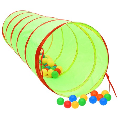 vidaXL Túnel de juegos para niños con 250 bolas poliéster verde 175 cm