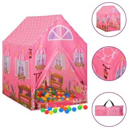 vidaXL Tienda de juegos para niños con 250 bolas rosa 69x94x104 cm
