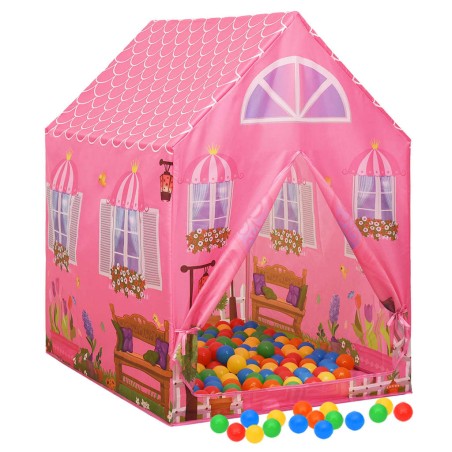 vidaXL Tienda de juegos para niños con 250 bolas rosa 69x94x104 cm