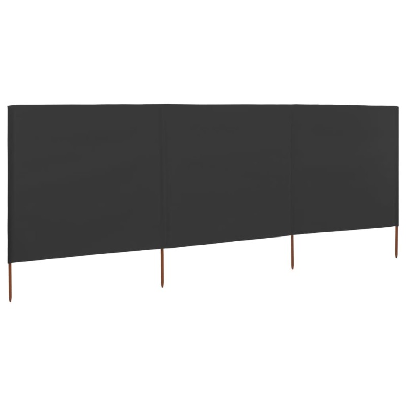 vidaXL Paravientos de playa de 3 paneles de tela 400x120 cm gris vidaXL Paravientos de playa de 3 paneles de tela 400x120 cm gris
