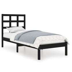 vidaXL Estructura de cama individual madera maciza negra 75x190 cm