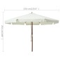 vidaXL Sombrilla de jardín con palo de madera blanco arena 330 cm vidaXL Sombrilla de jardín con palo de madera blanco arena 330 cm