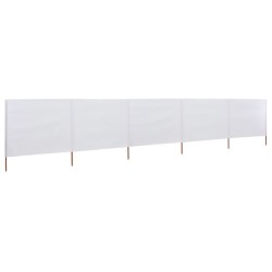 vidaXL Paravientos de playa de 5 paneles tela blanco arena 600x80 cm
