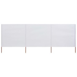 vidaXL Paravientos de playa de 3 paneles tela blanco arena 400x80 cm