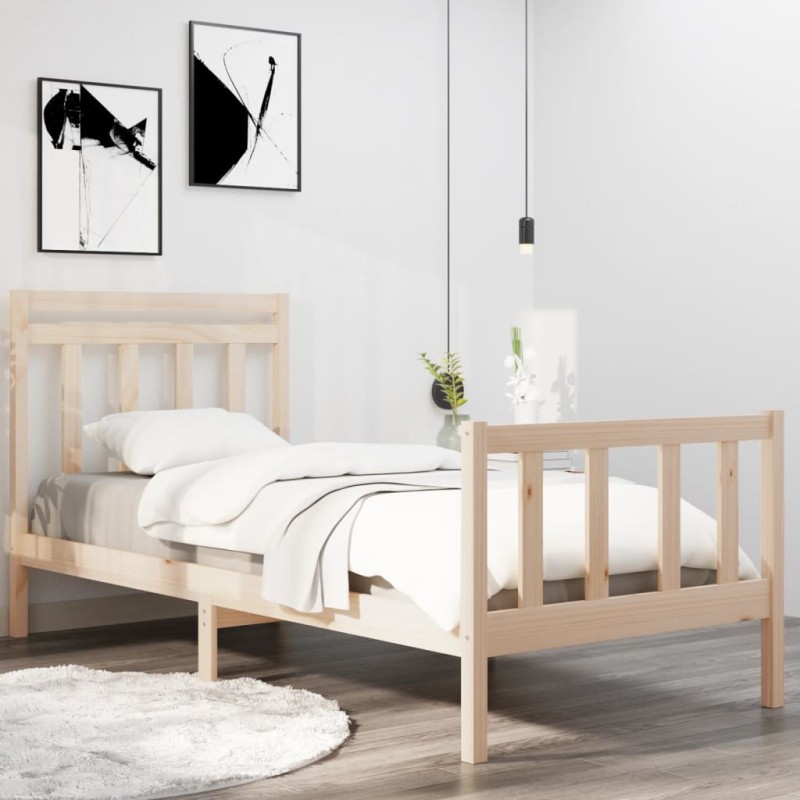 vidaXL Estructura de cama madera maciza 90x190 cm vidaXL Estructura de cama madera maciza 90x190 cm