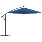 vidaXL Sombrilla voladiza con luces LED y poste acero celeste 300 cm