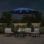 vidaXL Sombrilla voladiza con luces LED y poste acero celeste 300 cm