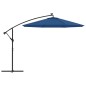 vidaXL Sombrilla voladiza con luces LED y poste acero celeste 300 cm