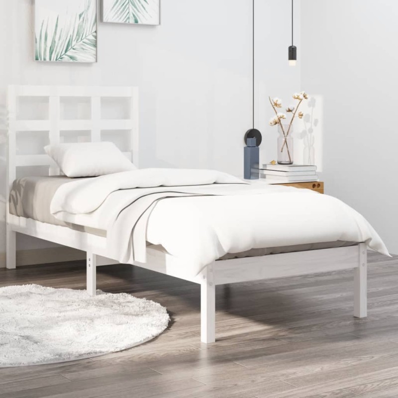 vidaXL Estructura de cama individual madera maciza blanco 90x190 cm vidaXL Estructura de cama individual madera maciza blanco 90x190 cm