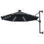 vidaXL Sombrilla de pared con LEDs y poste de metal 300 cm antracita vidaXL Sombrilla de pared con LEDs y poste de metal 300 cm antracita