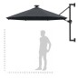 vidaXL Sombrilla de pared con LEDs y poste de metal 300 cm antracita vidaXL Sombrilla de pared con LEDs y poste de metal 300 cm antracita