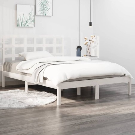 vidaXL Estructura de cama doble pequeña madera maciza blanca 120x190cm