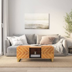 vidaXL Mesa de centro madera maciza de mango negro marrón 100x54x40 cm