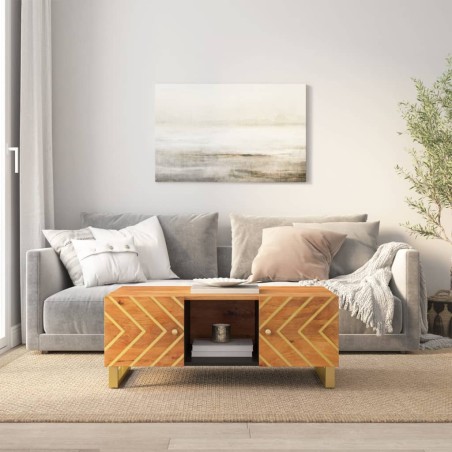 vidaXL Mesa de centro madera maciza de mango negro marrón 100x54x40 cm