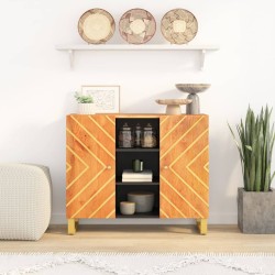 vidaXL Mueble aparador madera maciza mango marrón/negro 90x33,5x75 cm